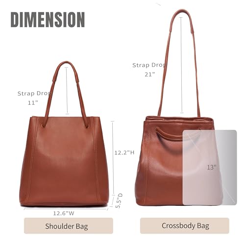Image of Tote Bag for Women Genuine Leather Work Bag Casual Shoulder Handbags with Adjustable Strap