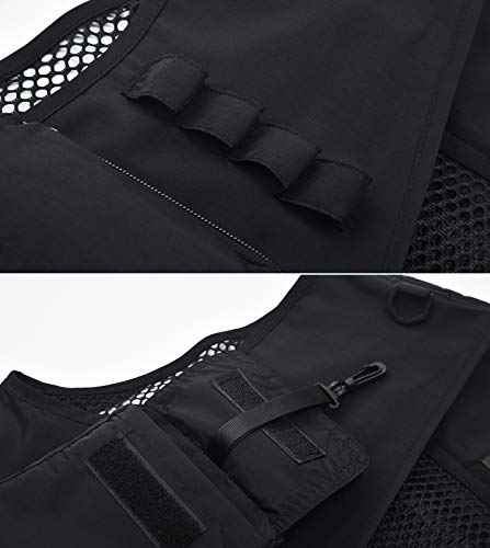 Spanye Mens Outdoor Vest For Fishing Photography Hunting Work Outerwear Lightweight Quick Dry Multi-Pocket (02 Black, 3X-Large) #TOP3