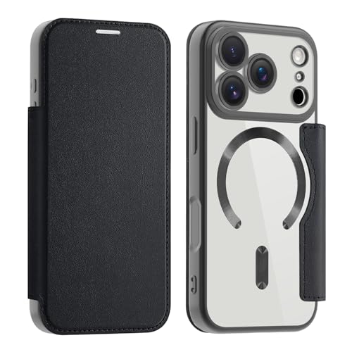 �yRFID �w�ʃN���A�EMagsafe�Ή��z iPhone 17 Pro Max �p �P�[�X �蒠�^ �J���������Y �S�ʕی� �X�g���b�v�z�[�� �X�L�~���O�h�~ �J�[�h���[ �A�C�t�H��17�v���}�b�N�X �݊��i �J�o�[ (�u���b�N)