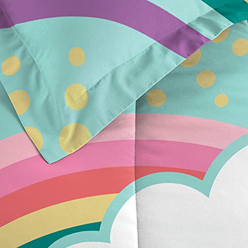 Dream Factory Kids 5-Piece Complete Bed Set Easy-Wash Super Soft Microfiber Comforter Bedding, Twin, Teal Rainbow Flare, (2D872501Te) #TOP5