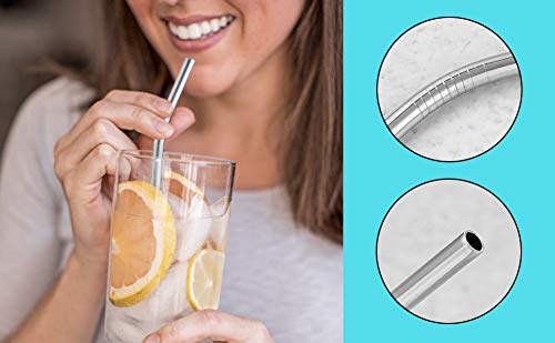 EAYIRA Reusable Stainless Steel Drinking Straws (4 Bend Straws, 1 Brush) 1