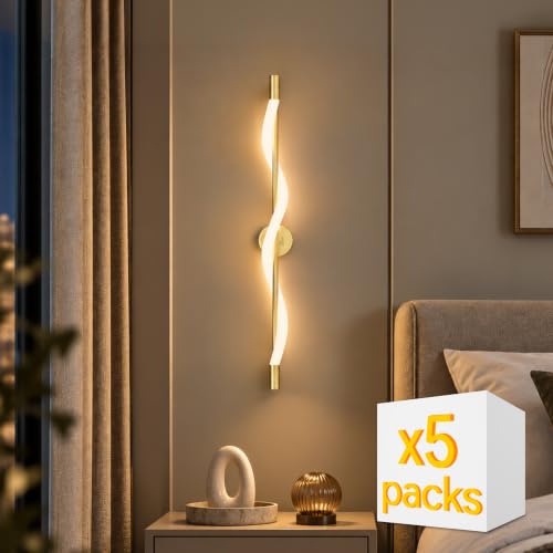 Image of Murphy Twirl 3-in-1 LED Wall Lamp with Golden Finish | Spiral Design | Warm /Neutral /Cool White Light | Premium Aluminium Body | Artistic Modern Wall Light | 2-Year Warranty | Pack of 5