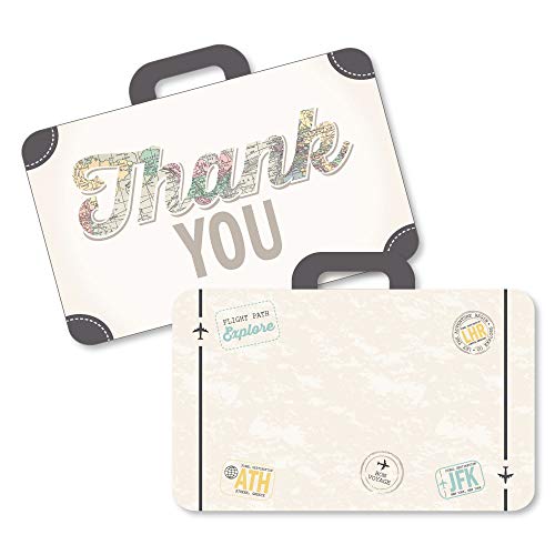Big Dot of Happiness World Awaits - Shaped Thank You Cards - Travel Themed Party Thank You Note Cards with Envelopes - Set of 12 Big Dot of Happiness World Awaits - Shaped Thank You Cards - Travel Themed Party Thank You Note Cards with Envelopes - Set of 12