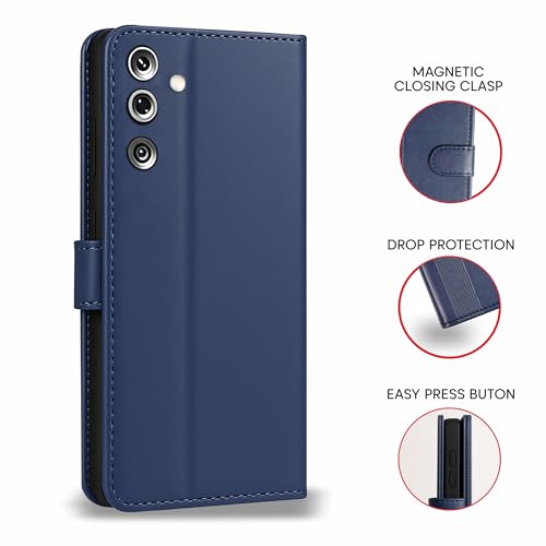 Image of AIBEX Shock Proof Flip Compatible for Samsung Galaxy M36 5G / Samsung Galaxy F36 5G Flip Cover Leather Finish | Inside TPU with Card Pockets | Wallet Stand | Complete Protection Flip Case - Blue