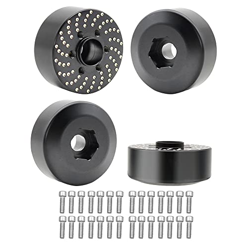 4pcs Brass Wheel Weights, 1/10 Brass Wheel Hex Hub Adapter for 1.9in / 2.2in Beadlock Wheel Rim RC Crawler Car Axial SCX10 Capra TRX4 TRX6 Weights (4pcs 15mm Brass Weights)