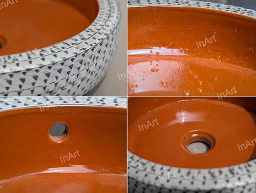 Image of InArt Matte Finish Ceramic Wash Basin, 40D x 40W x 15H cm, Brown, for Bathroom, Restaurant, Hotel