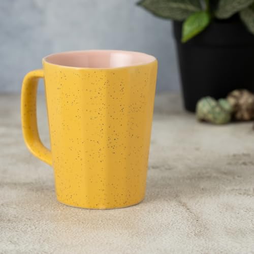 Image of Clay Craft Fine Ceramic Armada Microwave Safe Coffee & Milk Mug, 320Ml, 1 Piece, Yellow, Mug for Coffee, Ideal for Gifting, Perfect for Home & Office