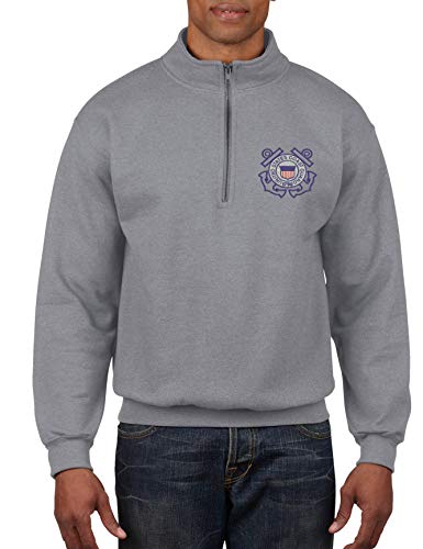 ALLNTRENDS Adult Zip Collar Sweatshirt USCG Embroidered Coast Guard Top America4