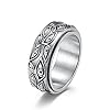 Sieraden God’s Eye Rvs Ring Heren Roterende Retro Eye Titanium Stalen Sieradenring,Steel color,9