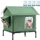 JUNSPOW Outdoor Cat House Weatherproof - All-Season Insulated Cat Shelter for Stray & Feral Cats, Spacious 17.7" L x 15.7" W x 21.6" H Interior, Waterproof & Windproof Design for Yard, Porch, Garage