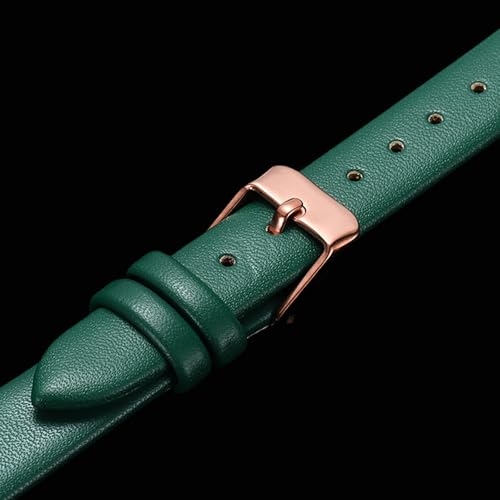 Correa de reloj de cuero 14mm verde pulsera de piel elegante 4