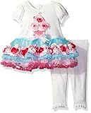 Nannette Baby Girls' Glitter Mesh Dress and Knit Capri Legging