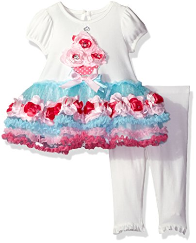 Nannette Baby Girls' Glitter Mesh Dress and Knit Capri Legging