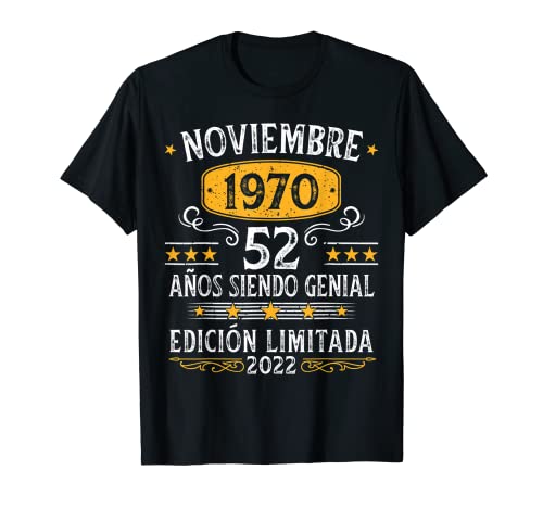 52 Años Cumpleaños Noviembre 1970 Hombre Mujer Noviembre Camiseta