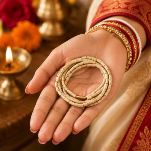 Image of Adults Unisex Pure Tulsi Kanthi Mala for Neck | Sacred Wooden Kanthi Chain for Men & Women | Spiritual Devotional Necklace | Available in 2 Round (32 inch) & 3 Round (48 inch) Variants