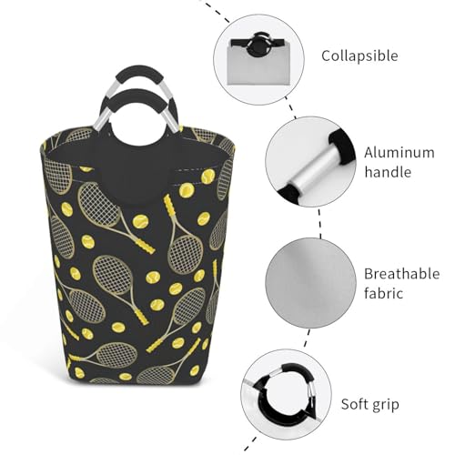 Grand sac à linge pliable dortoir panier textile motif tennis - 5