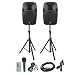 PRORECK PARTY 12 Portable 12-Inch Woofer 2-Way Powered PA Speaker System Combo Set with Bluetooth/USB/SD Card Reader/FM Radio/Remote Control/Speaker Stand