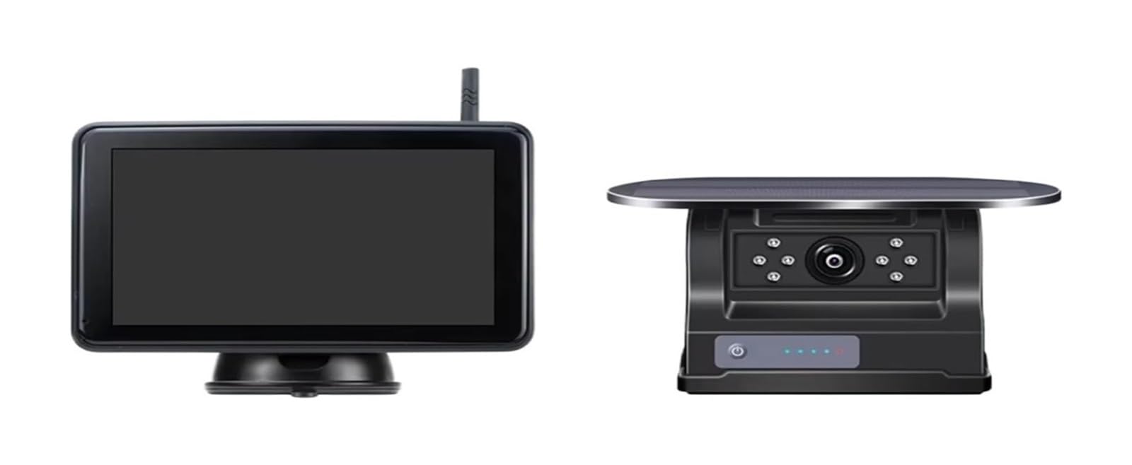 Kit Cámaras Visión Nocturna Infrarrojas Monitor DVR Inalámbrico 5'' Imán Solar para Camiones Autobuses Remolques Autocaravanas Camara Marcha Atras(Monitor Add 2 Camera)
