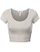 FPT Womens Basic Short Sleeve Scoopneck Crop Top OATMEAL M