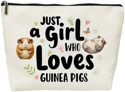 Pig Gifts For Women Guinea Pig Cosmetic Bags, Just A Girl Who Loves Guinea Pigs Makeup Bag Animal Lover Gift Birthday Gifts for Her Best Friend Sister Animal Lovers Makeup Travel Bag (Guinea Pigs)