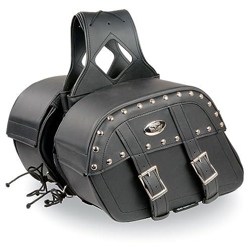 Image of Milwaukee Leather Studded Throw-Over Motorcycle Saddlebags - Synthetic Leather - Universal Fit - Zip-Off - Medium
