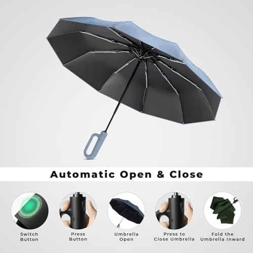 Image of PANCA Umbrella for Rain Big Size - Windproof UV Protection Compact Folding Umbrella for Men, Women, Girls & Kids | Automatic Open & Close, 8 Ribs Strong Stylish Chatri for Daily Monsoon Travel