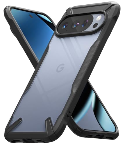 Image of Ringke Fusion-X Compatible with iPhone Series Case Back Cover Transparent Hard Back Soft Flexible TPU Bumper Scratch Resistant Shockproof Protection (Black, Pixel 10 /10 Pro)