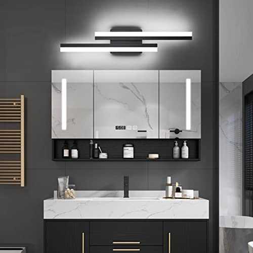 Image of PRESDE 24 Inch LED Bathroom Vanity Light Bar, Modern Black Wall Lighting Fixture Over Mirror 5CCT