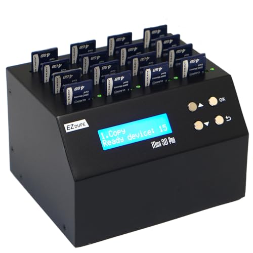 EZ DUPE Mini SD Pro 1:15 SD/microSD Card Duplicator - 2GB/Min - Standalone Multiple Flash Memory Copier Eraser/Sanitizer, Speeds Up to 25MB/Sec (DM-FD0-8SD15B)