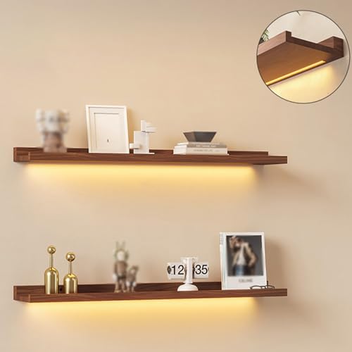 Étagère murale lumineuse pour livres et plantes : créez un salon cosy en bois