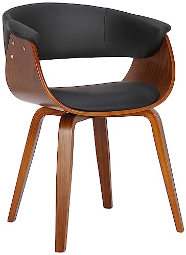 CLP Silla De Comedor Bruce De Madera Acolchada & Tapizada En Polipiel I Butaca De Salón Moderna con Base De 4 Patas, Color:Negro