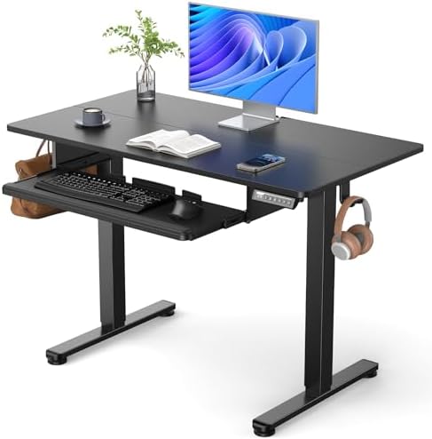 ErGear Electric Standing Desk with Keyboard Tray, 44x24 Inches Ad...