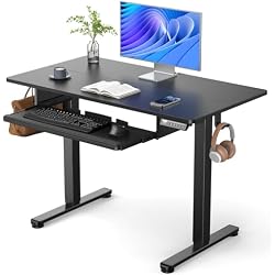 ErGear Electric Standing Desk with Keyboard Tray, 44x24 Inches Adjustable Height Sit Stand Up Desk, Home Office Desk Computer Workstation, Black