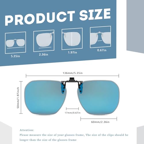 Long Keeper Clip On Sunglasses - Women Men Polarized Sunglasses over Prescription Glasses Square Rimless Flip Up Sunglasses2