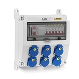 Kit complet – coffret de chantier avec 6 prises Schuko, disjoncteur différentiel et 6 disjoncteurs