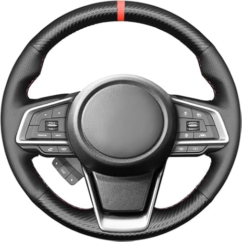 Loncky Genuine Leather Steering Wheel Cover for Subaru Outback 2018-2024/ Forester Ascent 2019-2023 /Crosstrek 2018-2024 /Impresza 2017-2024 / Legacy 2018-2024 Accessories Cover