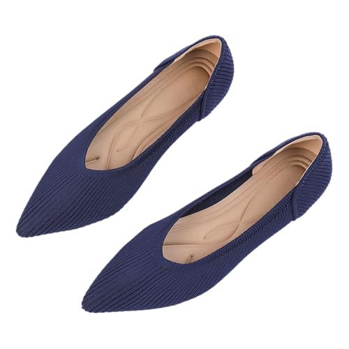 Knit Ballet Flats for Women, Comfortable Pointed Toe Work Slip On Walking Shoes, Women's Ballerina Flats for Dressy