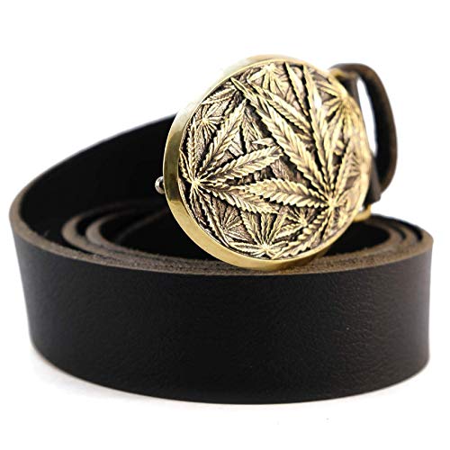 Leather belt with Cannabis leaf solid brass belt buckle, Marijuana Weed Leaf ganja Rasta solid brass buckle, Cannabis gift for men and women4