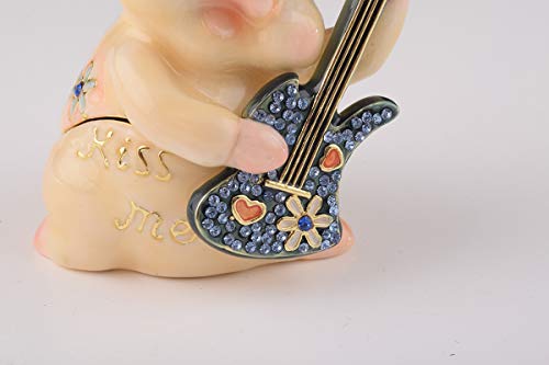 Keren Kopal Pig Playing Guitar Trinket Box Decorated With Swarovski Crystals Unique Handmade Gift P1903 #TOP6