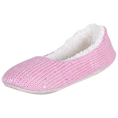 Ladies Pink Knitted Sequin Ballet Slippers Cover