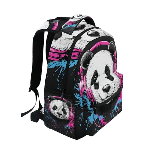 Cute Music Panda Animal Backpack for Boys Girls Elementary School Bookbag Back Pack 202b87062