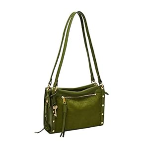 Fossil-Womens-Allie-Leather-Satchel-Purse-Handbag Fossil Women's Allie Leather Satchel Purse Handbag, Green Olive