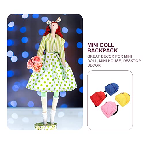Milisten Mini Doll Backpack Set 4Pcs Small Zippered Miniature Schoolbag Accessories for Dolls Micro Scene Decoration Portable Toy Bags 3.15X2.76X1.38 Inch - Image 2