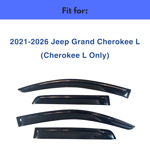 Image of IG Window Visors Fit for 2021-2026 Jeep Grand Cherokee L, Out-Channel Rain Guards Vent Wind Deflectors 4PC, Car Accessories for 21-26 Grand Cherokee L (Cherokee L Only)