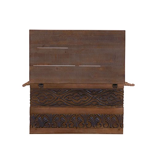 Household Essentials Decorative Metal Banded Wooden Storage Trunk With Handles, Small #TOP5