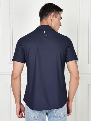 Image of Thomas Scott Men's | Premium | Spread Collar | Slim Fit | Short Sleeves | 4 Way Stretch | Coolmax | Knitted | Casual | Shirts for Men