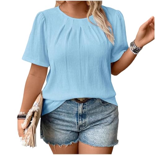 T-shirt pour femme grande taille en tissu gaufré idéal pour vos vacances d'été