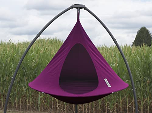 Double Cacoon Hanging Chair - Color Mulberry - Weight Capacity 450lbs - Outdoor and Indoor Use - Hanging Kit Included - Aluminum Ring for Durability - Thumbnail 5