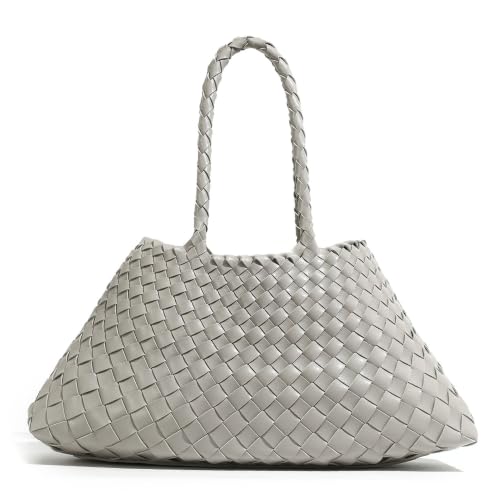 Image of Rejolly Basket Tote Bag for Women Woven PU Leather Shoulder Handbag Chic Purse