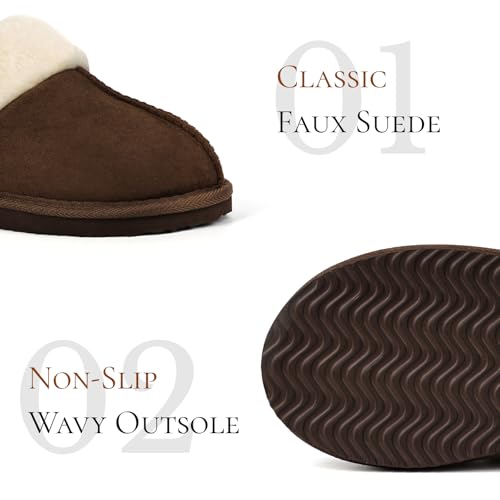 Image of OOW Fuzzy Slippers for Women Cozy Faux Fur House Shoes Memory Foam Slippers | Winter, Warm Slippers, Indoor and Outdoor